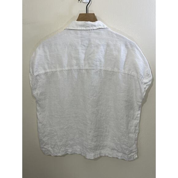 Linen Button Up Top M Minimalist Coastal Resort Palm Rustic Boxy Lagom Beach Air - Picture 2 of 14